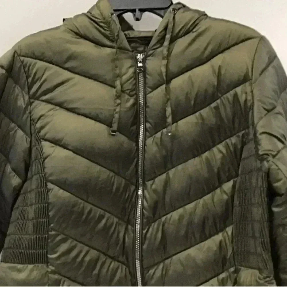 Lane Bryant Olive Quilted Puffer 3/4 Jacket Women’s‎ 10/12